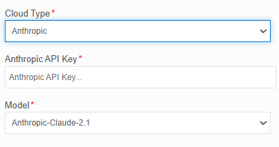 Configuration for Cloud Type = Anthropic Configuration for Cloud Type = Anthropic