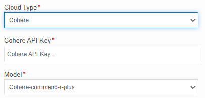 Configuration for Cloud Type = Cohere Configuration for Cloud Type = Cohere