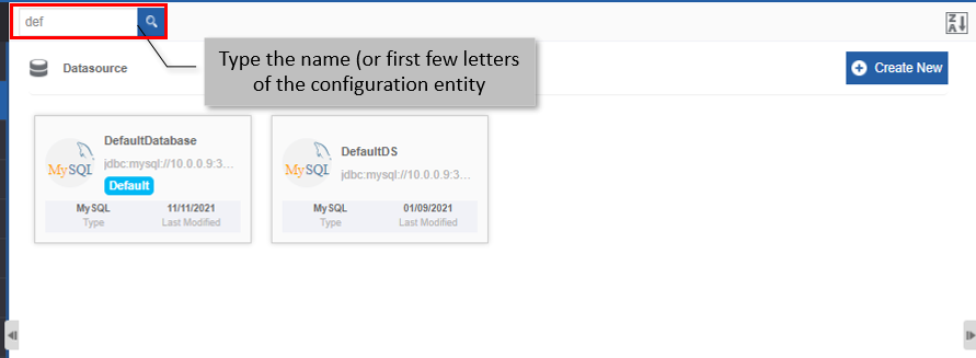 Searching for the configuration entity Searching for the configuration entity