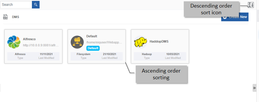 Ascending order display with descending order sort icon Ascending order display with descending order sort icon