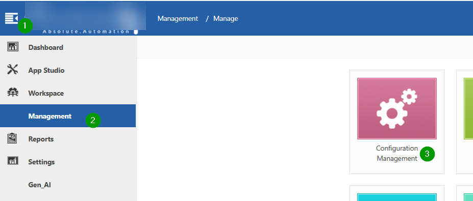 Steps for viewing the Configuration Management section Steps for viewing the Configuration Management section