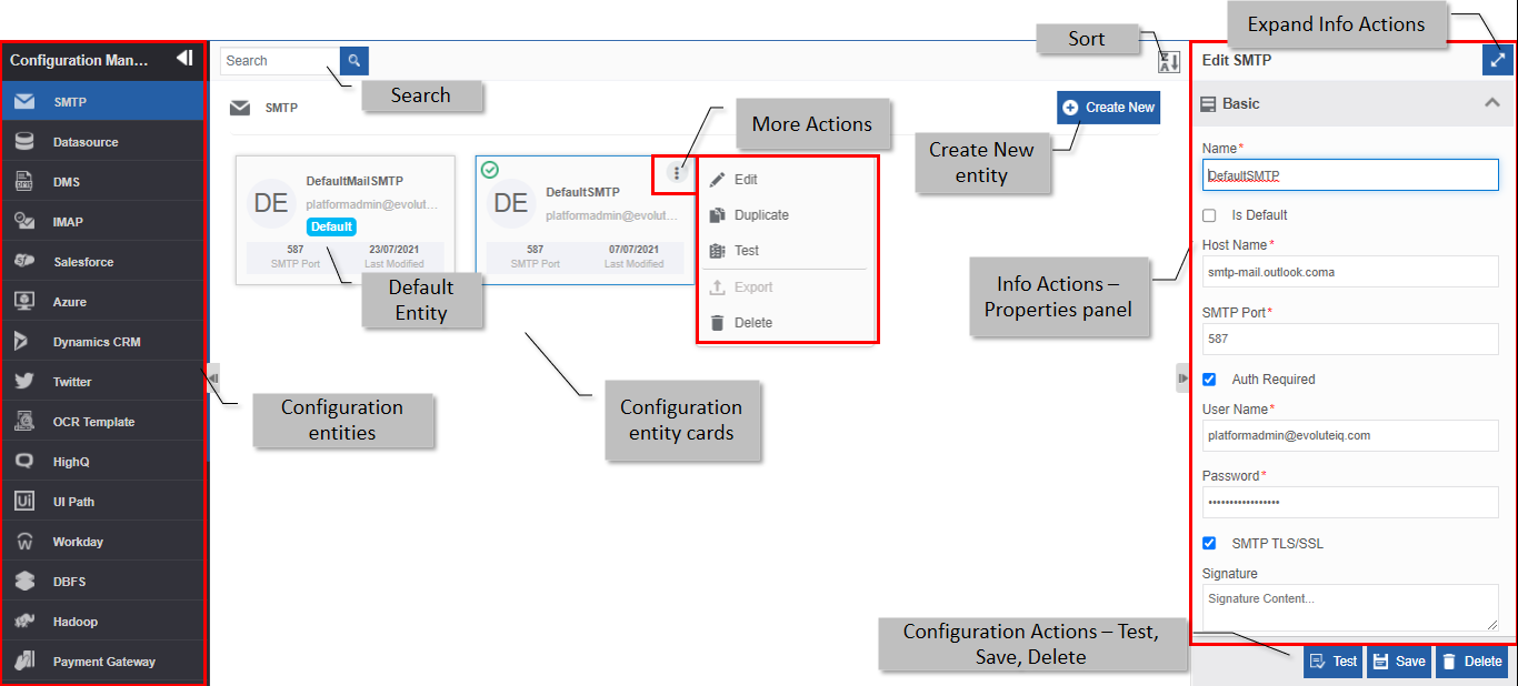 Configuration Management page components and features Configuration Management page components and features