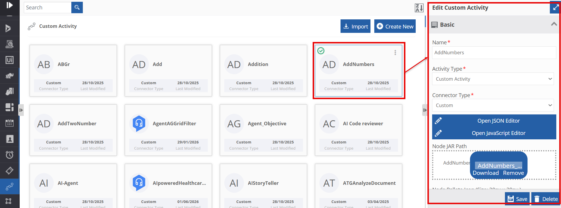 Editing Custom Activity details Editing Custom Activity details