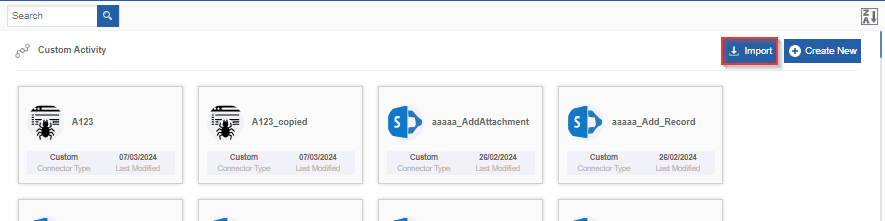 Import custom activity Import custom activity