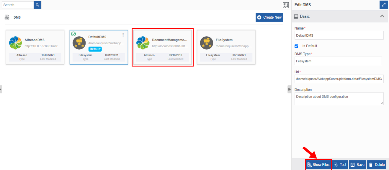 Show Files for the File system Show Files for the File system