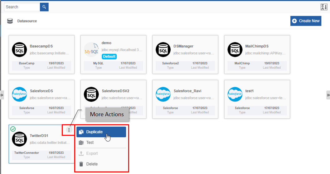 Duplicating the Datasource Duplicating the Datasource