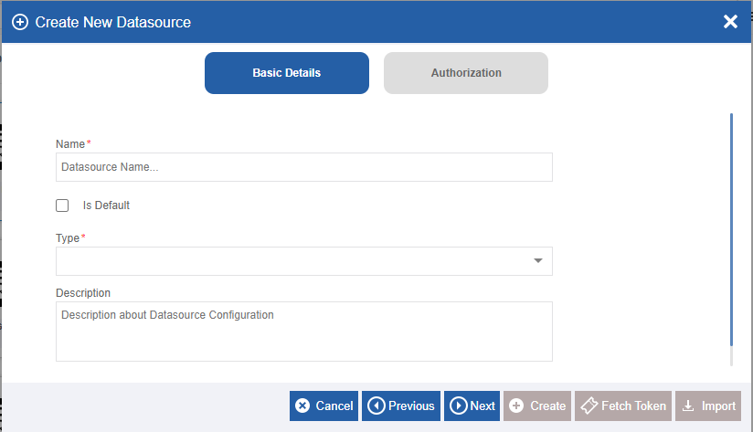 Datasource configuration details Datasource configuration details