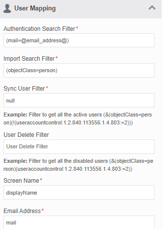 User Mapping User Mapping