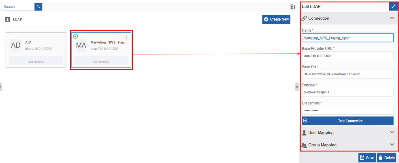 Editing LDAP details Editing LDAP details