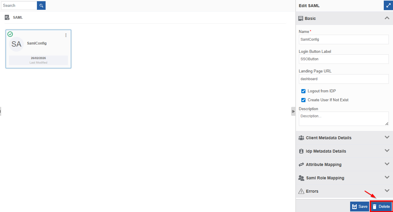 Deleting SAML Deleting SAML