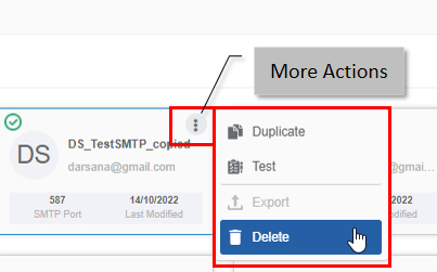 Delete action in More Actions Delete action in More Actions