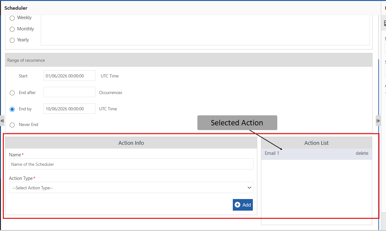 Viewing Action details Viewing Action details