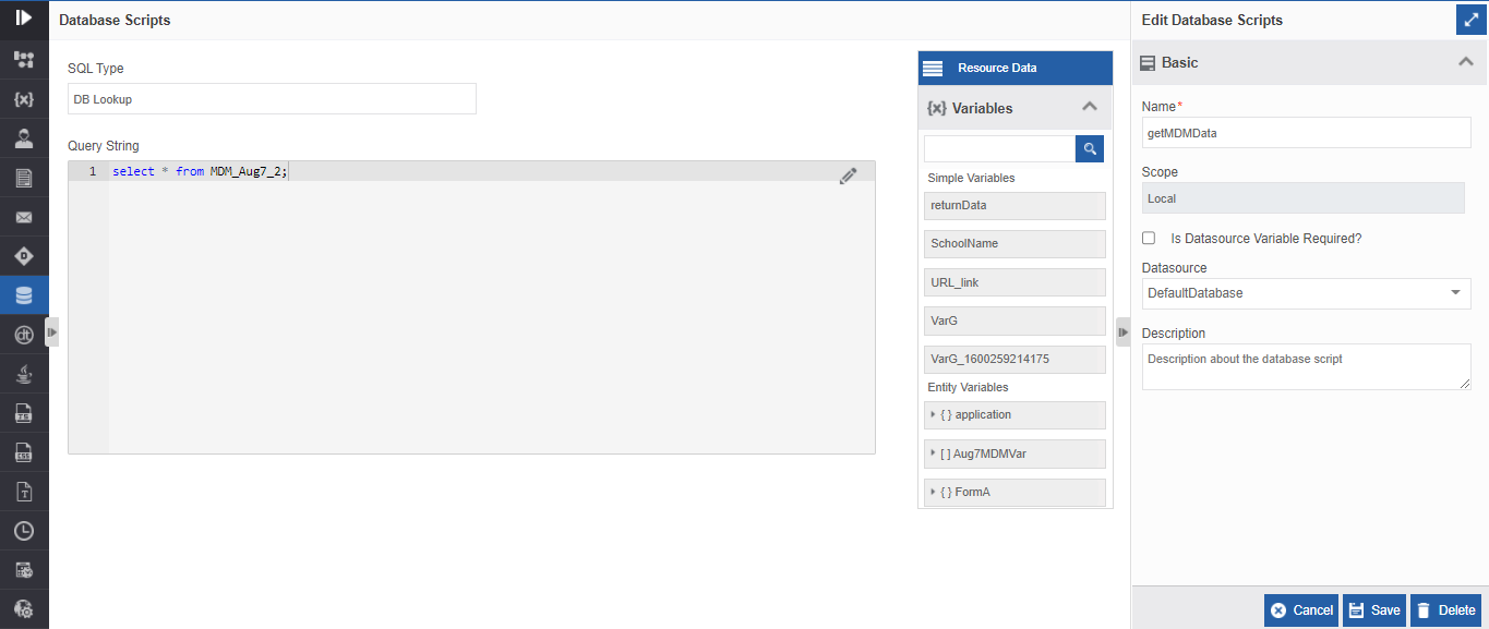 Sample database script for DB lookup Sample database script for DB lookup