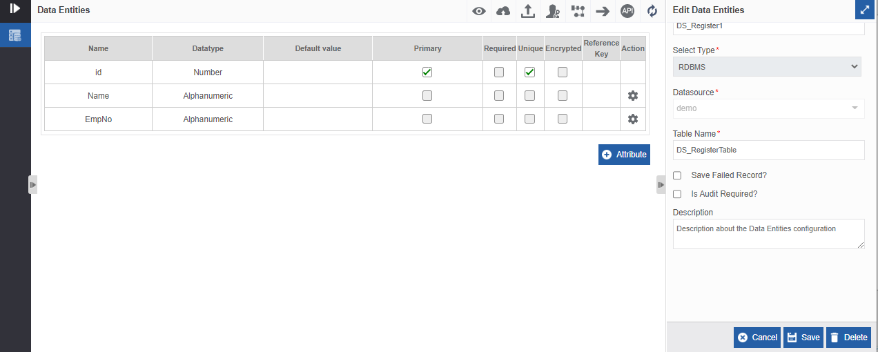 Attributes added to the entity table Attributes added to the entity table