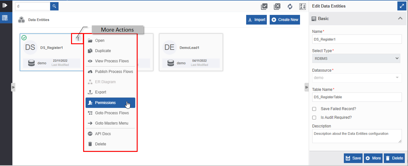Permission feature in More Actions Permission feature in More Actions