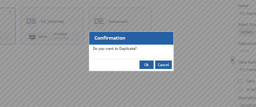 Data entity duplicate confirmation Data entity duplicate confirmation