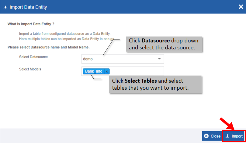 Import from Datasource Import from Datasource