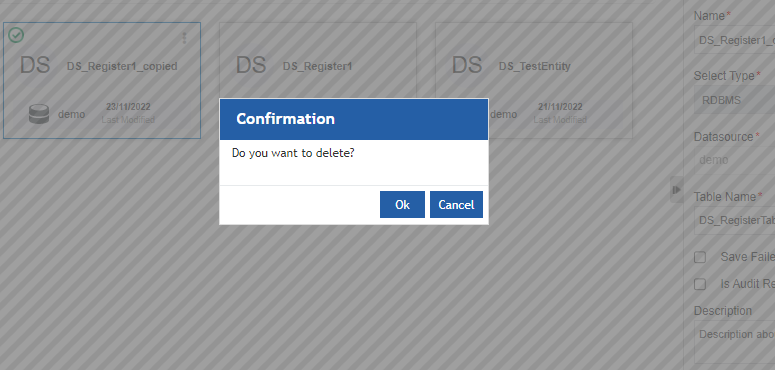 Data entity Delete confirmation Data entity Delete confirmation