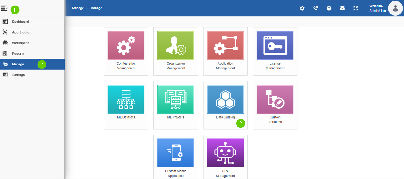 Navigating to Data Catalog section Navigating to Data Catalog section