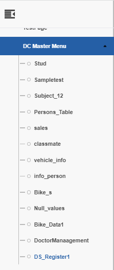 Data entity list Data entity list
