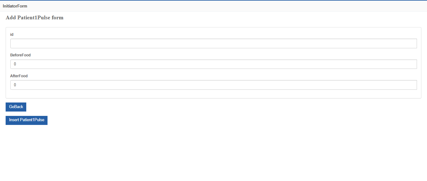 Initiator Form - Add data entity page Initiator Form - Add data entity page