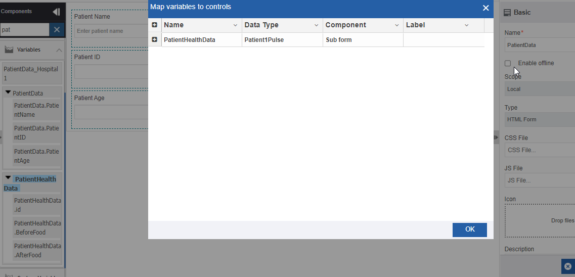 Map variables to controls Map variables to controls