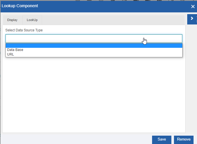 Selecting Data Base as the data source type Selecting Data Base as the data source type