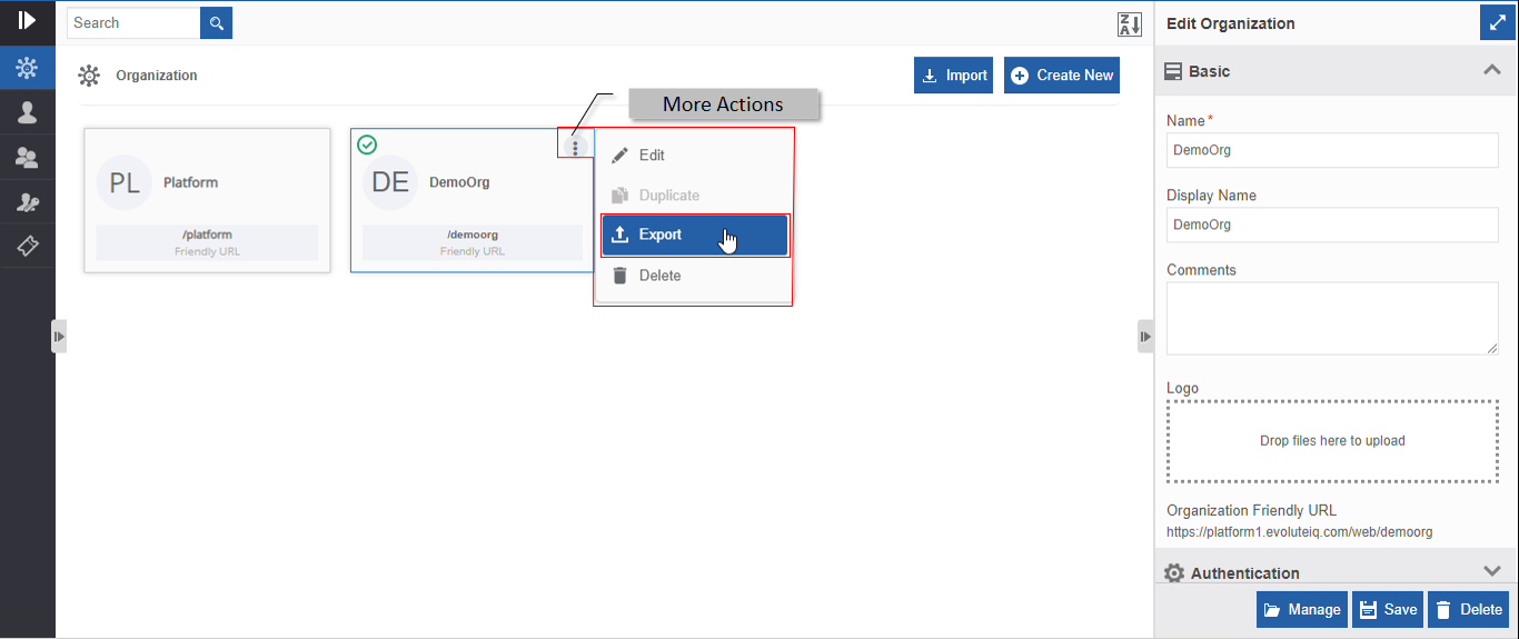 Export Organization Export Organization