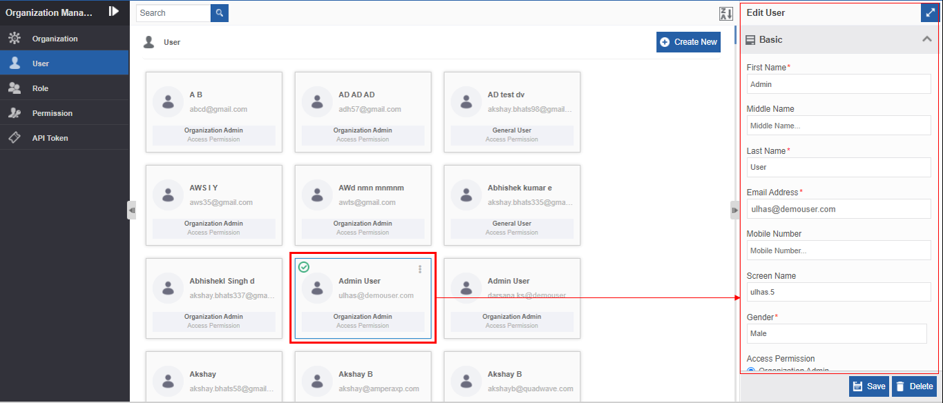 Editing user details Editing user details