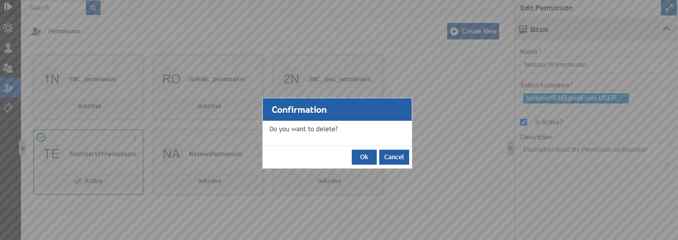Delete permission confirmation Delete permission confirmation