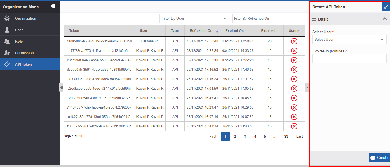 Creating a new API Token Creating a new API Token