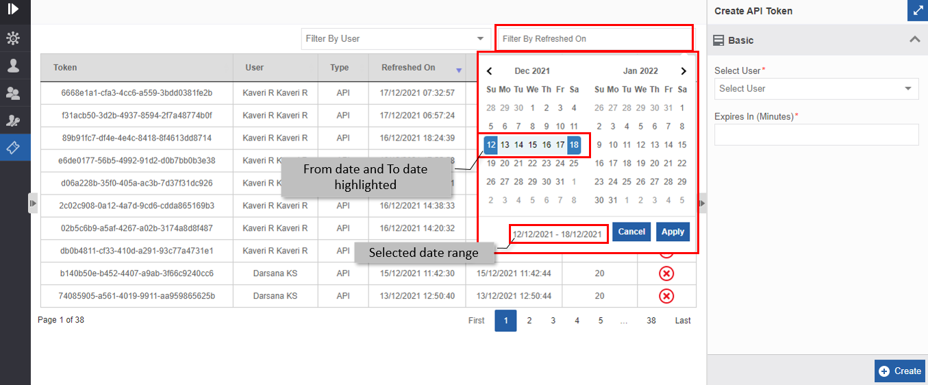 Selecting “Refreshed On” Date Selecting “Refreshed On” Date