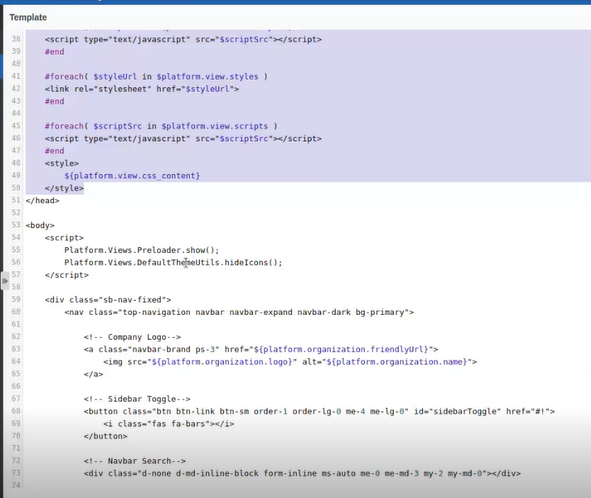 Sample template code Sample template code