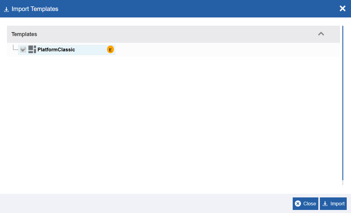 Import template options Import template options