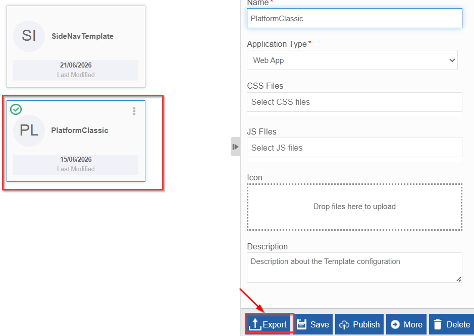 Exporting Template Exporting Template