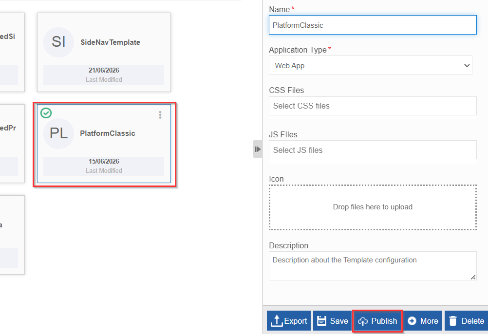 Publish option Publish option