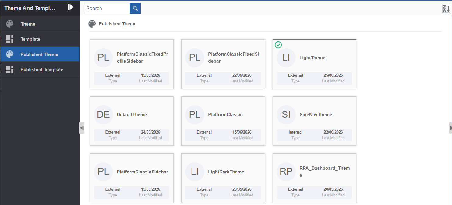 Published themes Published themes