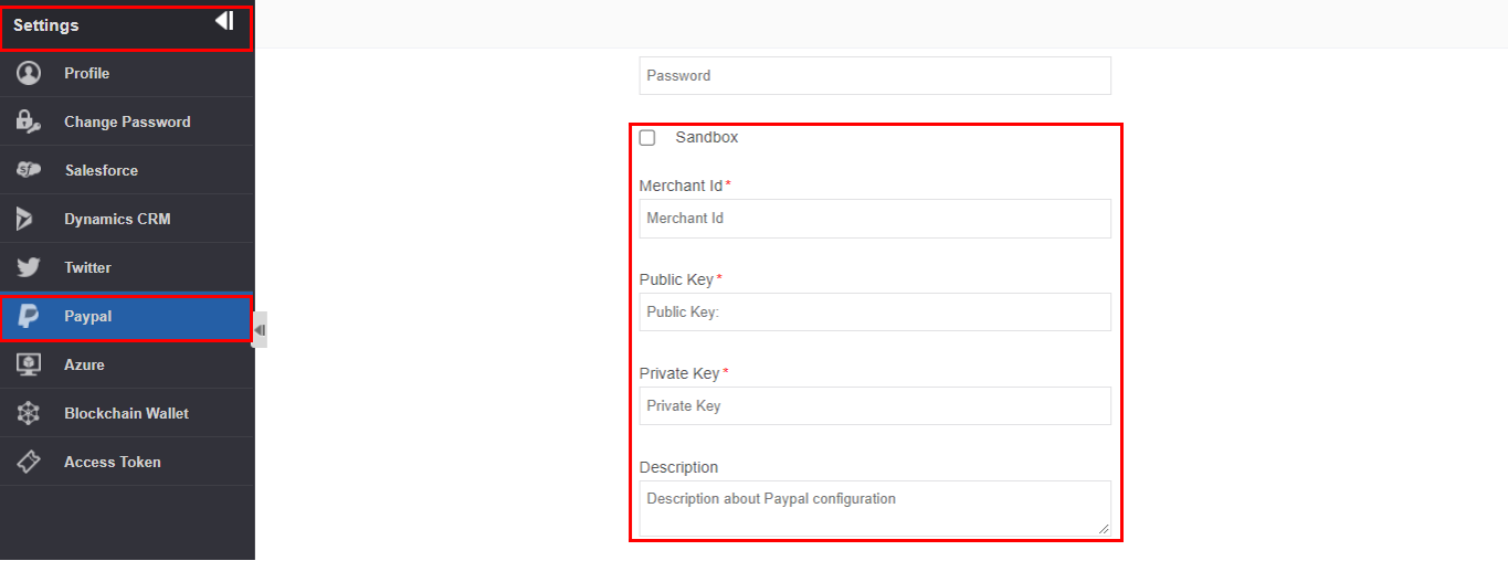 Paypal configuration in User Settings Paypal configuration in User Settings