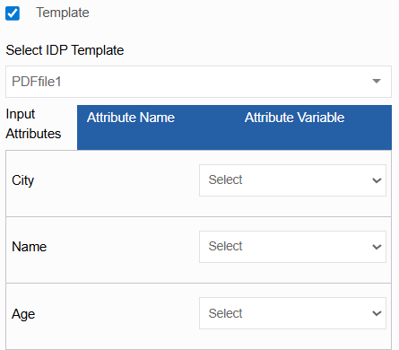 Input attributes and variable mapping Input attributes and variable mapping