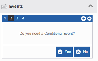 Events - Step 2, setting conditional event Events - Step 2, setting conditional event