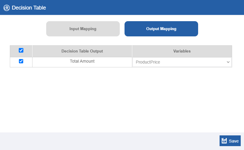 Decision Table - Input Mapping Decision Table - Input Mapping