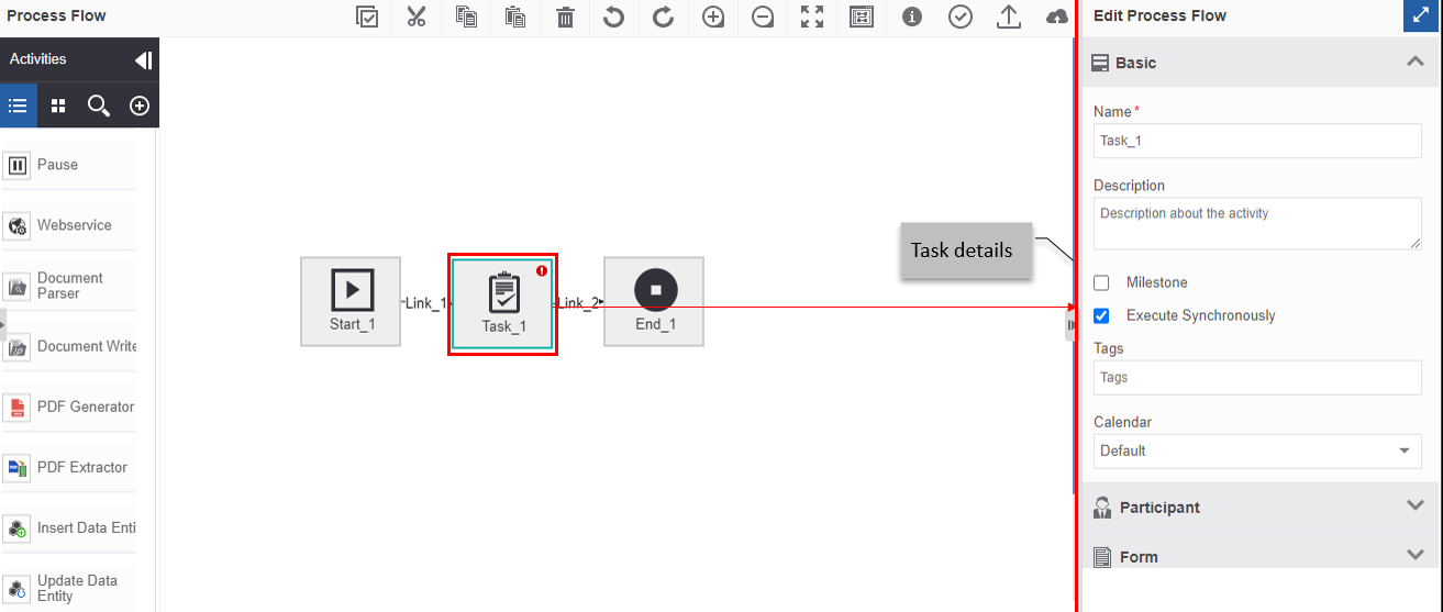 Editing the activity details Editing the activity details