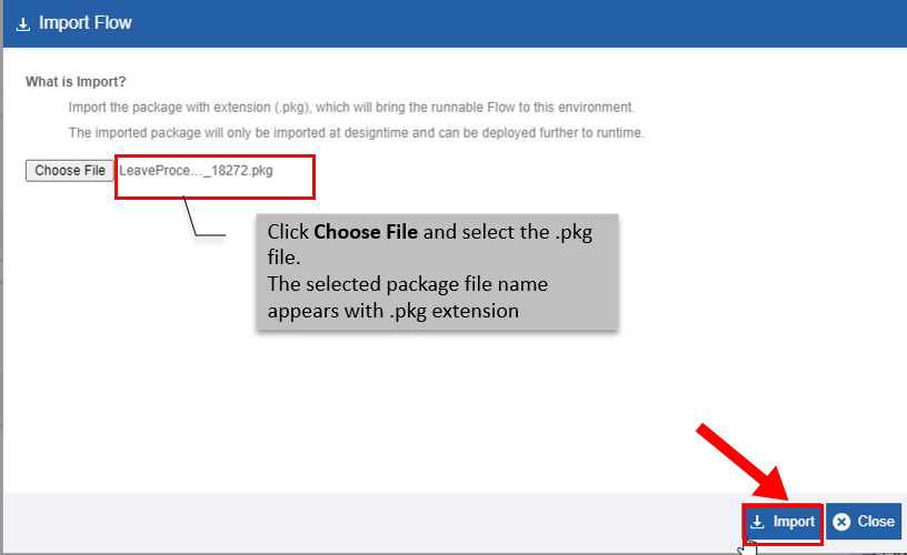 Choosing import file Choosing import file