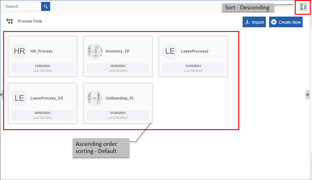 Ascending order display with descending order sort icon Ascending order display with descending order sort icon