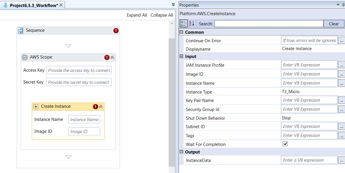 Create Instance activity and properties Create Instance activity and properties