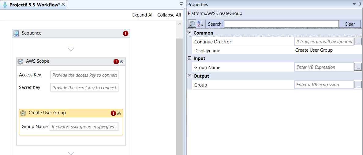 Create User Group activity and properties Create User Group activity and properties