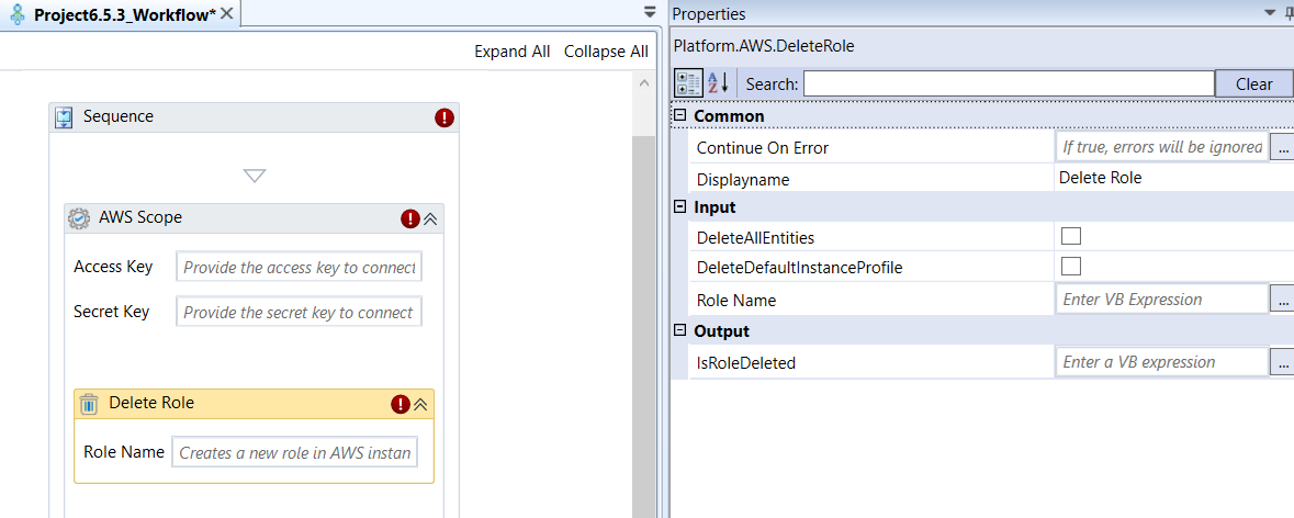 Delete Role activity and properties Delete Role activity and properties