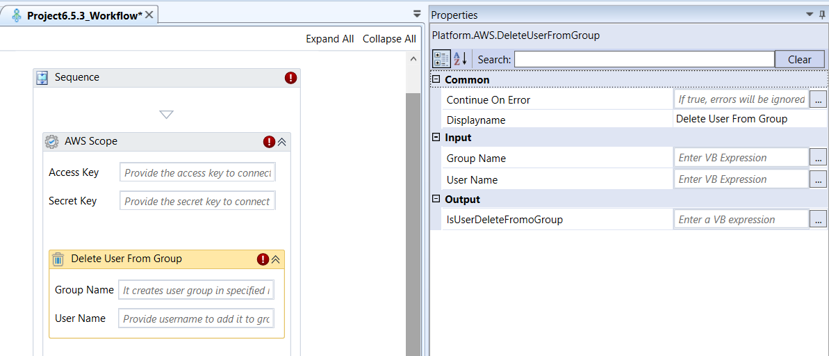 Delete User From Group activity and properties Delete User From Group activity and properties