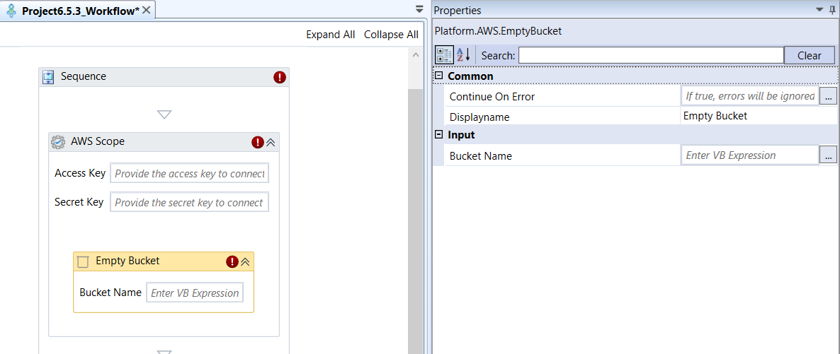 Empty Bucket activity and properties Empty Bucket activity and properties