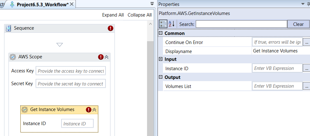 Get Instance Volume activity and properties Get Instance Volume activity and properties